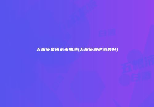 五粮液集团未来船酒(五粮液哪种酒最好)
