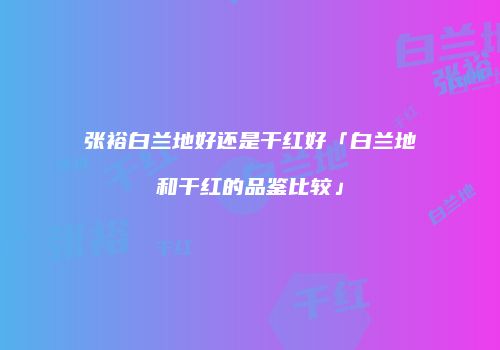 张裕白兰地好还是干红好「白兰地和干红的品鉴比较」