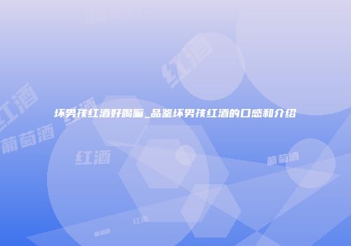 坏男孩红酒好喝嘛_品鉴坏男孩红酒的口感和介绍