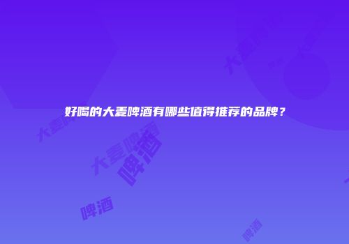 好喝的大麦啤酒有哪些值得推荐的品牌？
