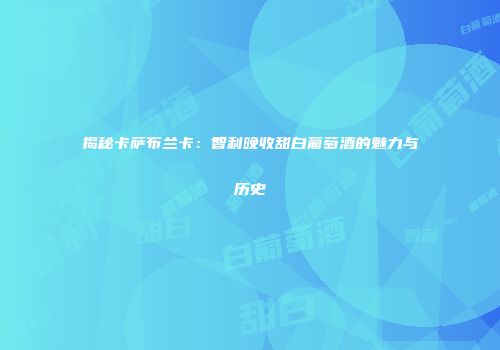 揭秘卡萨布兰卡：智利晚收甜白葡萄酒的魅力与历史