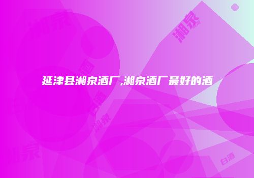 延津县湘泉酒厂,湘泉酒厂最好的酒