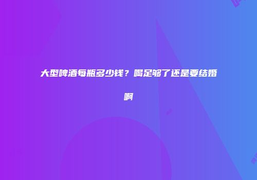 大型啤酒每瓶多少钱？喝足够了还是要结婚啊