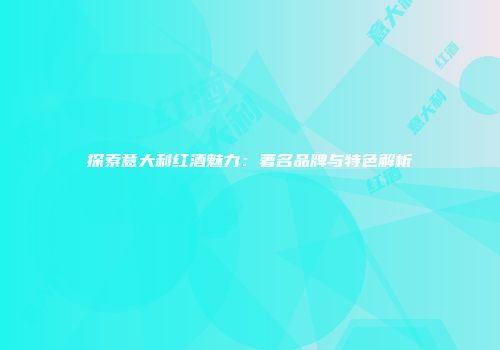 探索意大利红酒魅力：著名品牌与特色解析