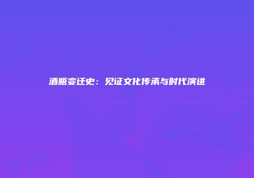 酒瓶变迁史：见证文化传承与时代演进