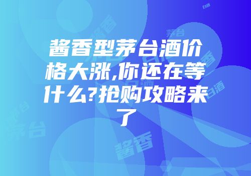 酱香型茅台酒价格大涨,你还在等什么?抢购攻略来了