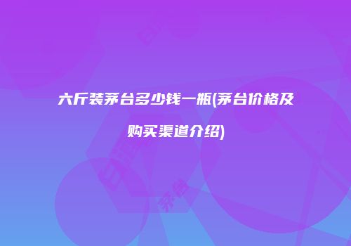 六斤装茅台多少钱一瓶(茅台价格及购买渠道介绍)