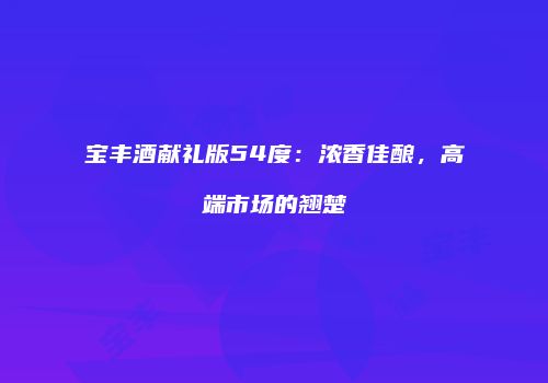 宝丰酒献礼版54度：浓香佳酿，高端市场的翘楚