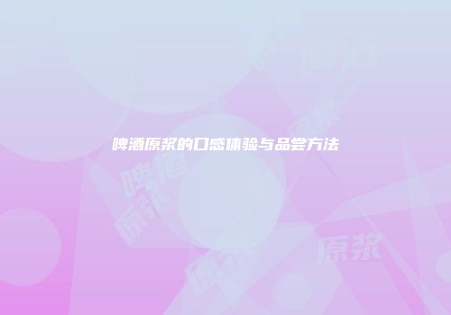 啤酒原浆的口感体验与品尝方法