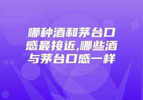 哪种酒和茅台口感最接近,哪些酒与茅台口感一样