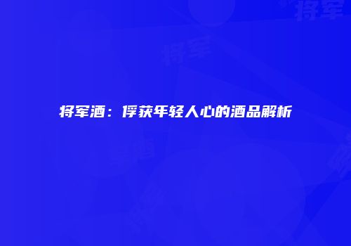 将军酒：俘获年轻人心的酒品解析