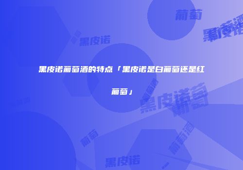 黑皮诺葡萄酒的特点「黑皮诺是白葡萄还是红葡萄」