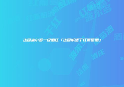 法国波尔多一级酒庄「法国城堡干红葡萄酒」