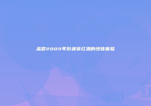 品尝2005年份波菲红酒的绝佳体验