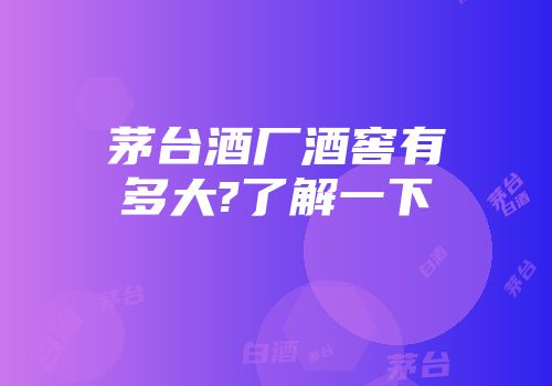 茅台酒厂酒窖有多大?了解一下