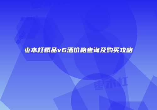 枣木杠精品v6酒价格查询及购买攻略