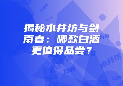 揭秘水井坊与剑南春：哪款白酒更值得品尝？
