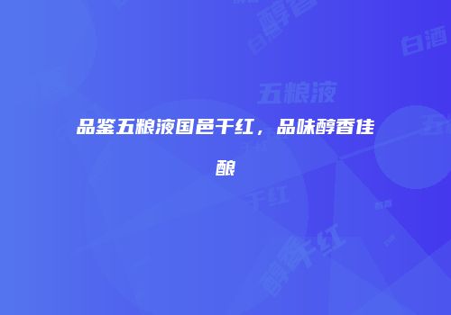 品鉴五粮液国邑干红，品味醇香佳酿