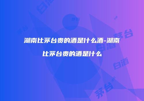 湖南比茅台贵的酒是什么酒-湖南比茅台贵的酒是什么