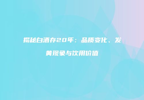 揭秘白酒存20年：品质变化、发黄现象与饮用价值