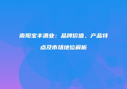 南阳宝丰酒业：品牌价值、产品特点及市场地位解析
