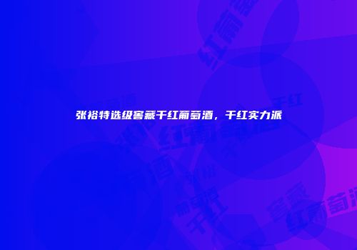 张裕特选级窖藏干红葡萄酒，干红实力派