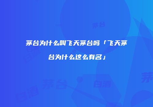 茅台为什么叫飞天茅台吗「飞天茅台为什么这么有名」