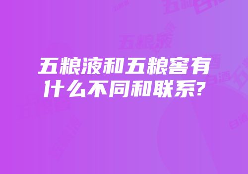 五粮液和五粮窖有什么不同和联系?