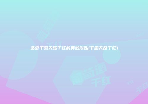 品尝干露天路干红的美妙滋味(干露天路干红)