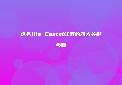 选购ille Castel红酒的四大关键步骤