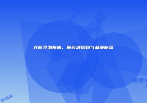 大同寻酒指南：葡萄酒选购与品鉴秘籍