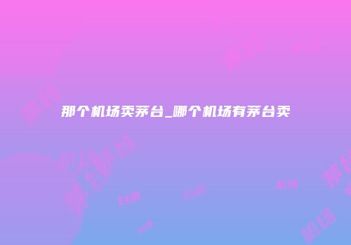 那个机场卖茅台_哪个机场有茅台卖