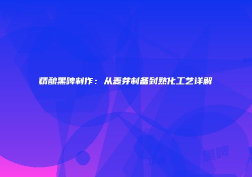 精酿黑啤制作：从麦芽制备到熟化工艺详解