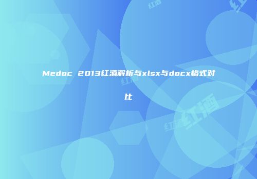Medoc 2013红酒解析与xlsx与docx格式对比