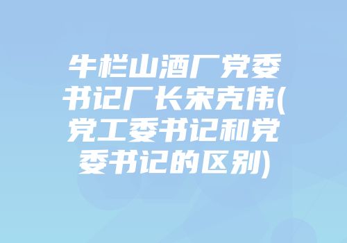 牛栏山酒厂党委书记厂长宋克伟(党工委书记和党委书记的区别)