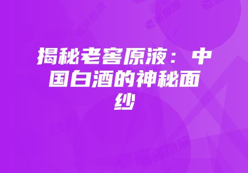 揭秘老窖原液：中国白酒的神秘面纱