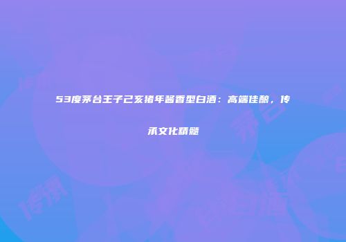 53度茅台王子己亥猪年酱香型白酒：高端佳酿，传承文化精髓