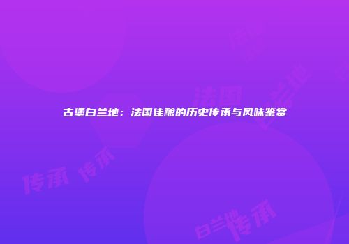 古堡白兰地：法国佳酿的历史传承与风味鉴赏