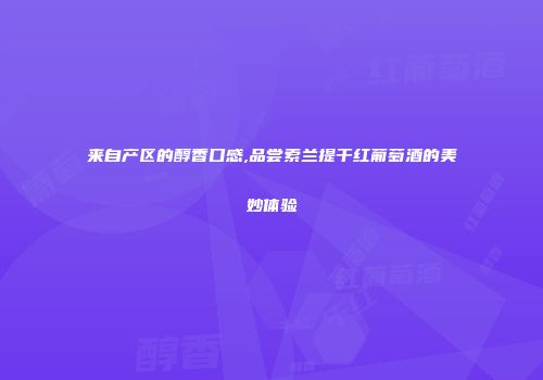来自产区的醇香口感,品尝索兰提干红葡萄酒的美妙体验