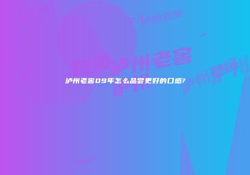 泸州老窖09年怎么品尝更好的口感?