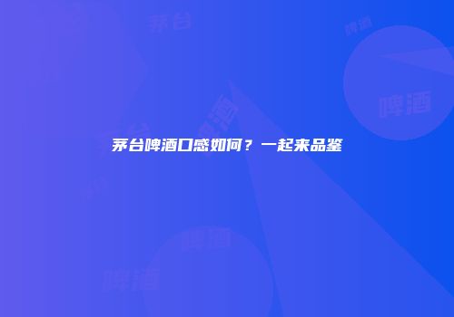 茅台啤酒口感如何？一起来品鉴