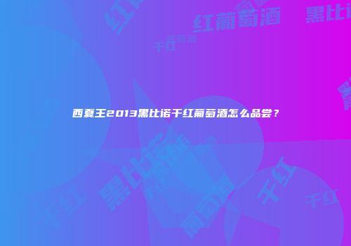 西夏王2013黑比诺干红葡萄酒怎么品尝？