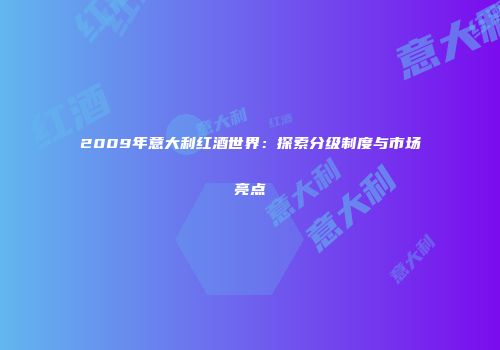 2009年意大利红酒世界：探索分级制度与市场亮点