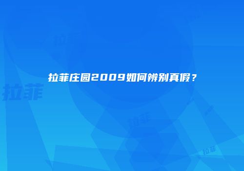 拉菲庄园2009如何辨别真假？