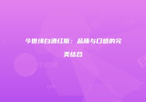 今世缘白酒红瓶：品质与口感的完美结合