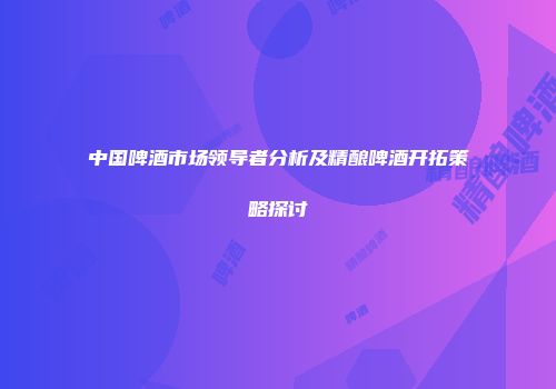中国啤酒市场领导者分析及精酿啤酒开拓策略探讨