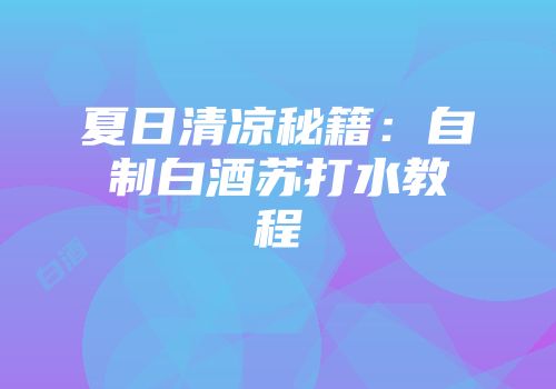 夏日清凉秘籍：自制白酒苏打水教程