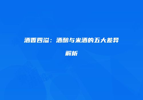 酒香四溢：酒酿与米酒的五大差异解析