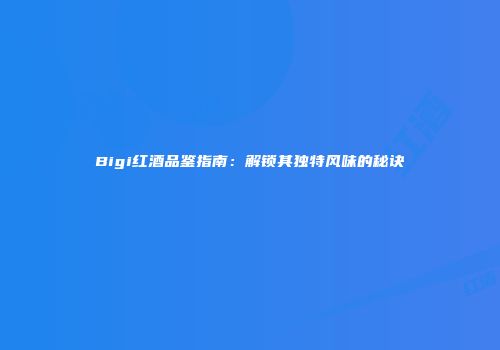 Bigi红酒品鉴指南：解锁其独特风味的秘诀