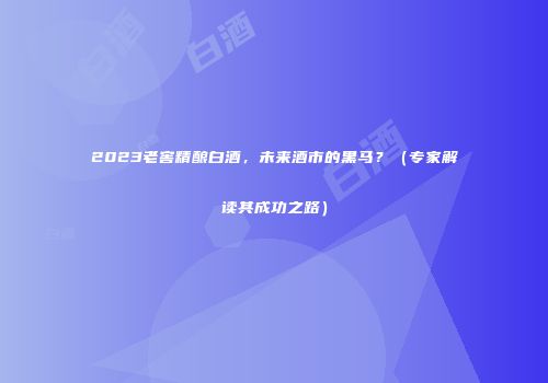 2023老窖精酿白酒，未来酒市的黑马？（专家解读其成功之路）